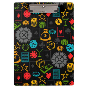 Farbenfrohe Casino Icons Notebook Klemmbrett