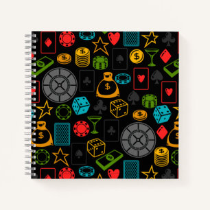 Farbenfrohe Casino Icons Notebook Notizbuch