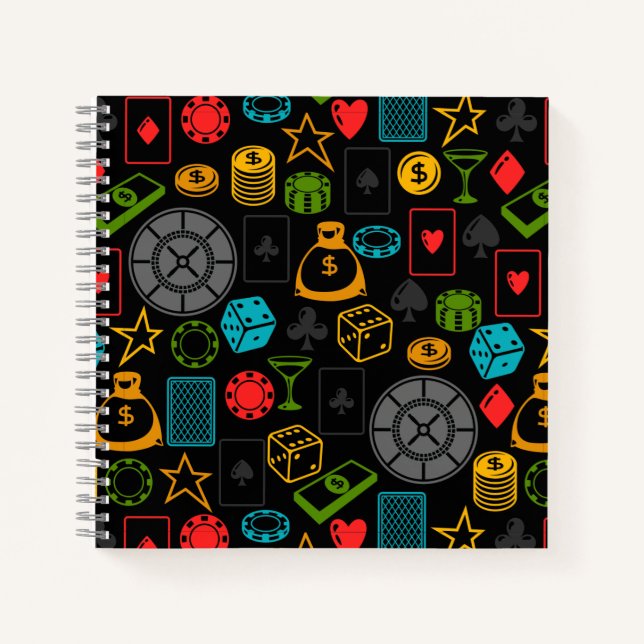 Farbenfrohe Casino Icons Notebook Notizbuch (Vorderseite)