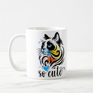 Farbenfrohe Cat Art Tasse - So Niedlicher Coffee C
