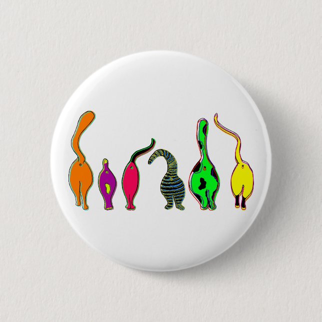 Farbenfrohe Cat Hintern Button (Vorderseite)