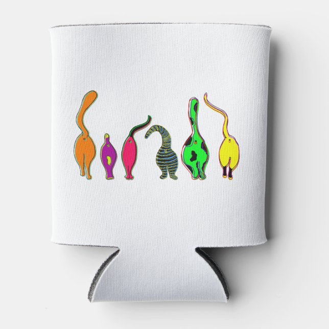 Farbenfrohe Cat Hintern Dosenkühler (Vorderseite)