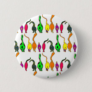 Farbenfrohe Cat Hintern Muster Button