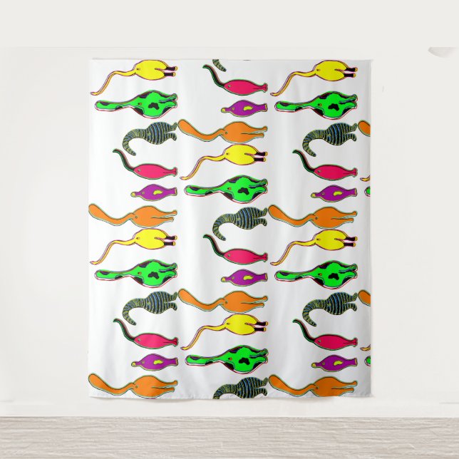 Farbenfrohe Cat Hintern Muster Wandteppich (Vorderseite)