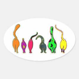 Farbenfrohe Cat Hintern Ovaler Aufkleber