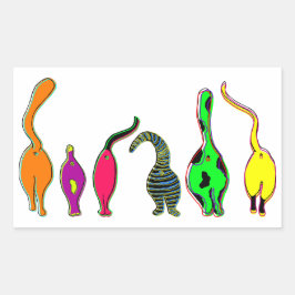 Farbenfrohe Cat Hintern Rechteckiger Aufkleber