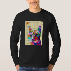 Farbenfrohe Cat Pop Art T-Shirt
