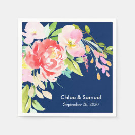 Farbenfrohe Cattails und blumenreiche Hochzeit Serviette