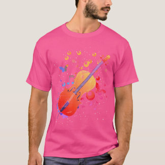 Farbenfrohe Cellist-Musiknoten - Musikinstrument T-Shirt