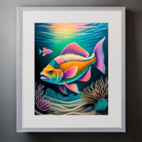 Farbenfrohe Chalk Zeichnend Rifffisch Rosa