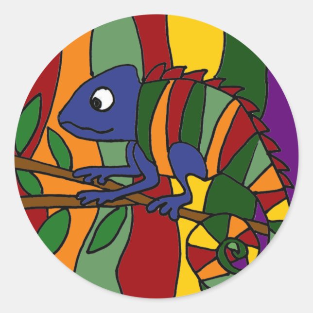 Farbenfrohe Chameleon Abstrakt Runder Aufkleber (Vorderseite)