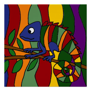 Farbenfrohe Chameleon Art Abstrakt Poster