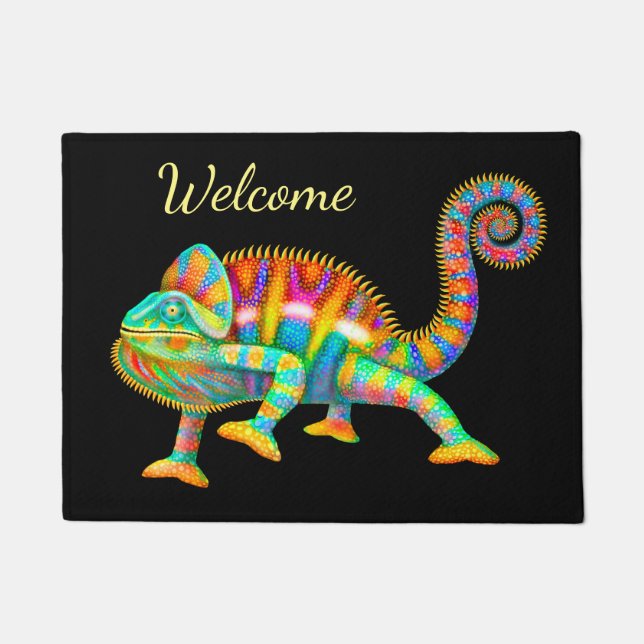 Farbenfrohe Chameleon Begrüßungstür Mat Fußmatte (Vorderseite)