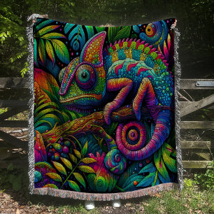 Farbenfrohe Chameleon Psychedelic Throw Blanket Decke