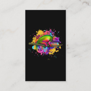 Farbenfrohe Chameleon Splash Art Replik Visitenkarte
