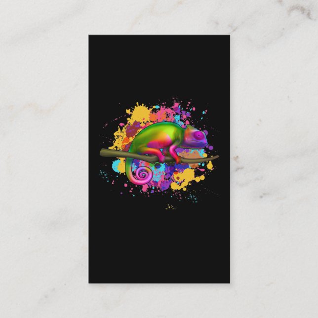 Farbenfrohe Chameleon Splash Art Replik Visitenkarte (Vorderseite)