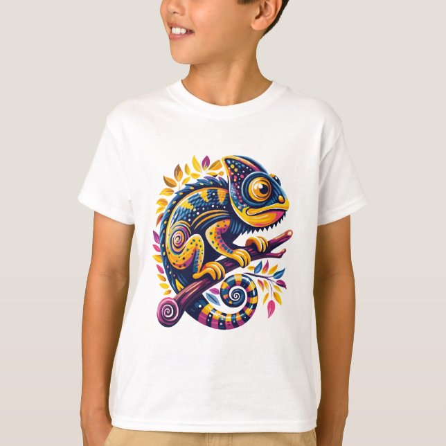 Farbenfrohe Chameleon T-Shirt (Vorderseite)