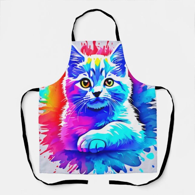 Farbenfrohe Chat Art Schürze (Vorderseite)