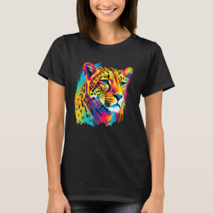 Farbenfrohe Cheetah Face Animal Print Big Cat Wild T-Shirt