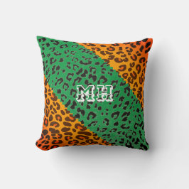 Farbenfrohe Cheetah Print Pattern Girl Monogram Kissen