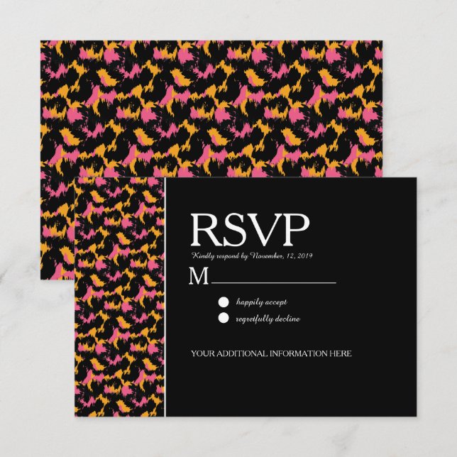 Farbenfrohe Cheetah Print Pattern Moderne Hochzeit Einladung (Vorne/Hinten)