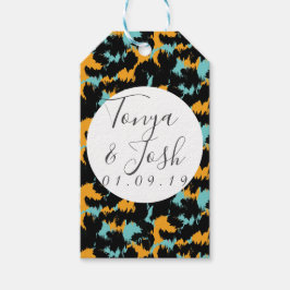 Farbenfrohe Cheetah Print Pattern Moderne Hochzeit Geschenkanhänger