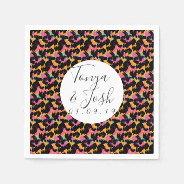 Farbenfrohe Cheetah Print Pattern Moderne Hochzeit Serviette (Vorderseite)