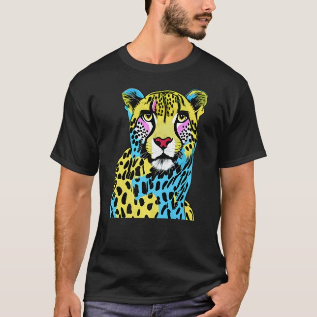 Farbenfrohe Cheetah T-Shirt (Vorderseite)