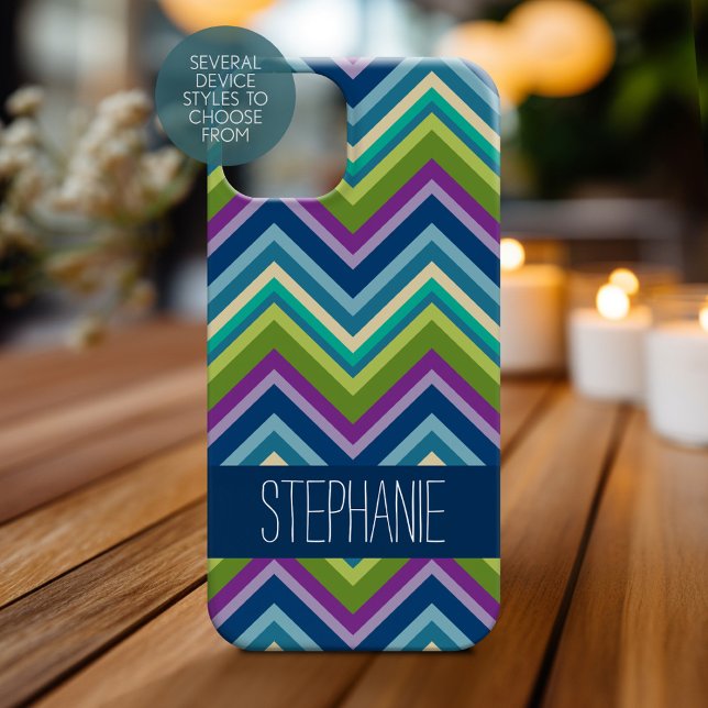Farbenfrohe Chevrons Lila Limon Blue Individuelle  Case-Mate iPhone Hülle (Personalized Phone Case)