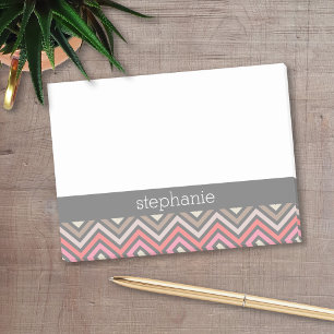 Farbenfrohe Chevrons Pink Coral Gray Individuelle  Post-it Klebezettel