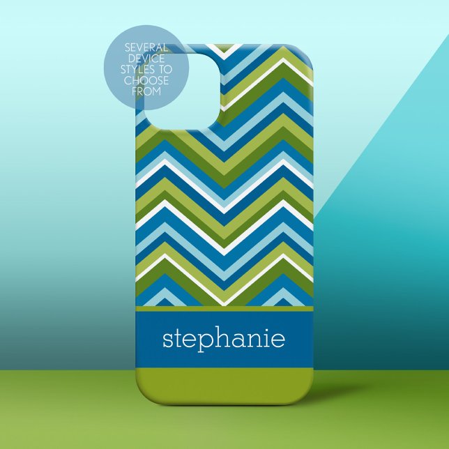 Farbenfrohe Chevrons und grüner blauer Individuell Case-Mate iPhone Hülle (Personalized Phone Case)
