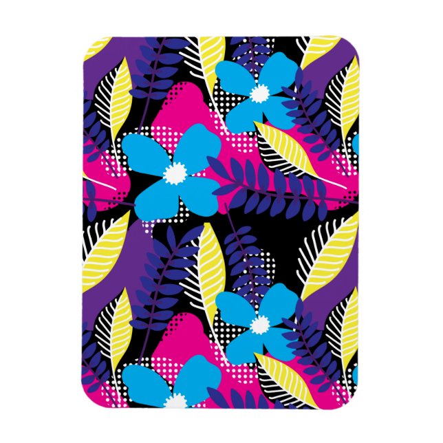 Farbenfrohe Chic Floral & Dot Muster mit Blätter Magnet (Vertikal)