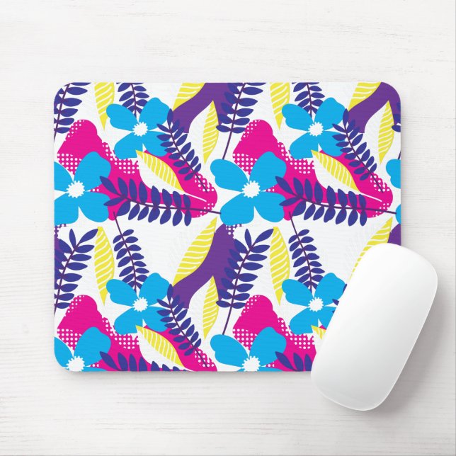 Farbenfrohe Chic Floral & Dot Muster mit Blätter Mousepad (Mit Mouse)