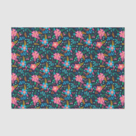 Farbenfrohe Chic Pink Blue Wildblume Blumenmuster Seidenpapier
