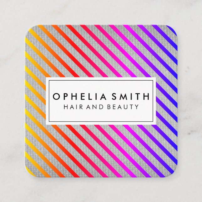 Farbenfrohe Chic Stripes Textur Quadratische Visitenkarte (Vorderseite)