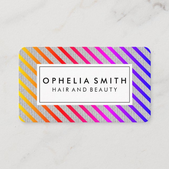 Farbenfrohe Chic Stripes Textur Visitenkarte (Vorderseite)