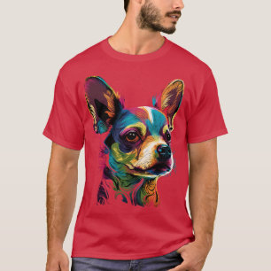Farbenfrohe Chihuahua Art Hund Gesicht Niedliche W T-Shirt