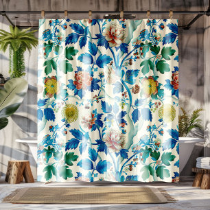 Farbenfrohe Chinoiserie Traditionelles, florales M Duschvorhang