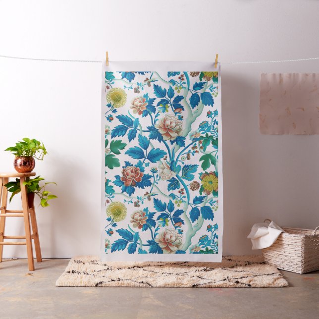 Farbenfrohe Chinoiserie Traditionelles, florales M Stoff (Beispiel)