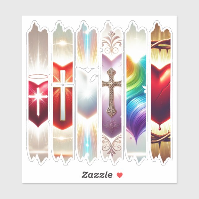 Farbenfrohe Christliche Valentinhöre - Waschband Aufkleber (Blatt)