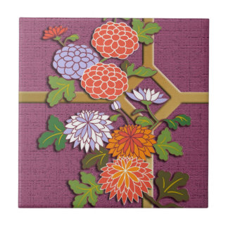 Farbenfrohe Chrysanthemen Fliese
