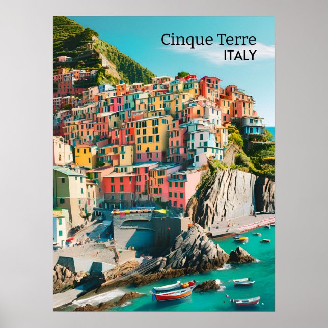 Farbenfrohe Cinque Terre, Italien - individuell an Poster (Vorne)