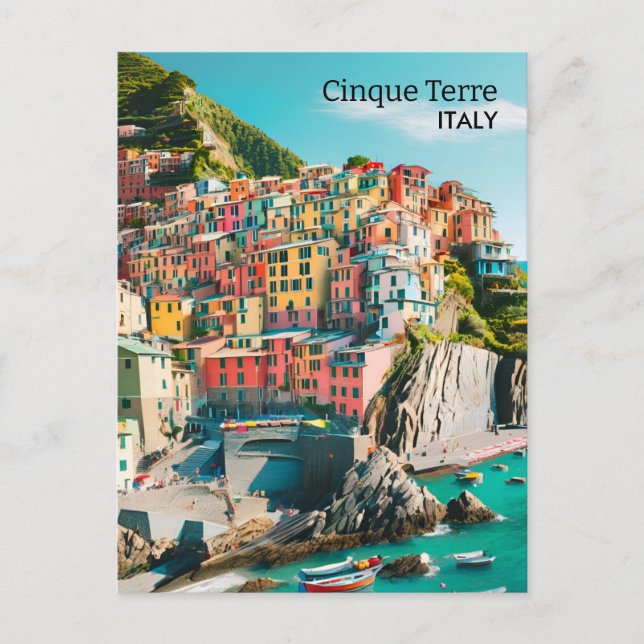 Farbenfrohe Cinque Terre, Italien - individuell an Postkarte (Vorderseite)