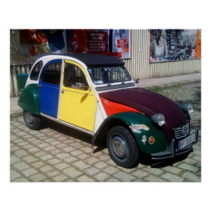 Farbenfrohe Citroen 2 CV Poster