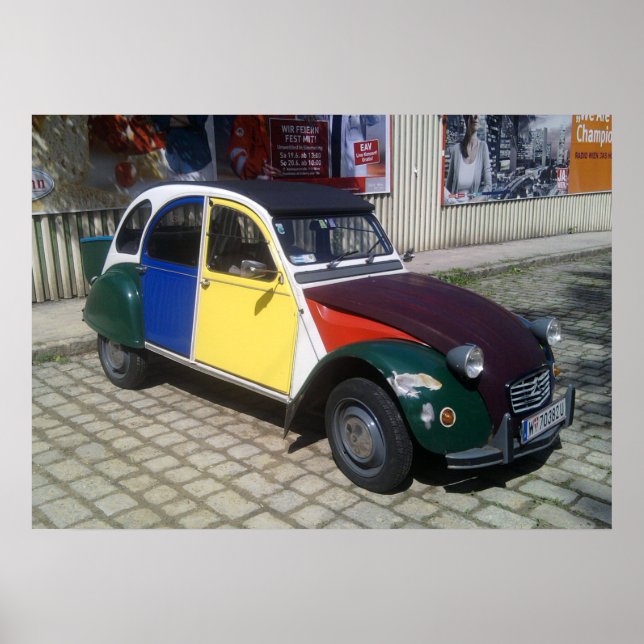 Farbenfrohe Citroen 2 CV Poster (Vorne)