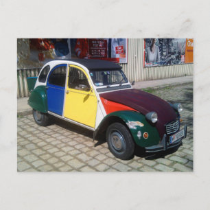 Farbenfrohe Citroen 2 CV Postkarte