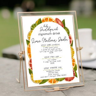 Farbenfrohe Citrus Baby Dusche Signatur Trinkzeich Poster