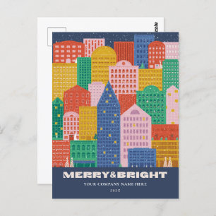 Farbenfrohe City Winter Coroporate Holiday Postcar Postkarte