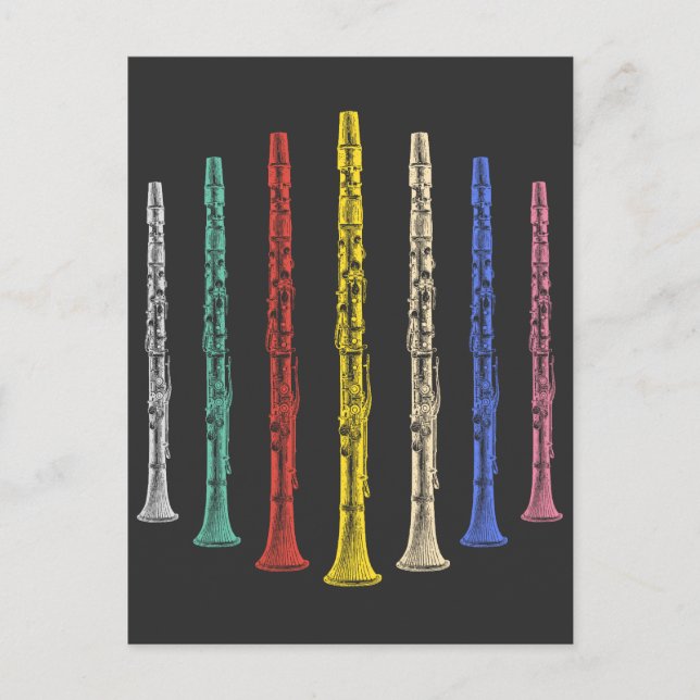 Farbenfrohe Clarinets Postkarte (Vorderseite)