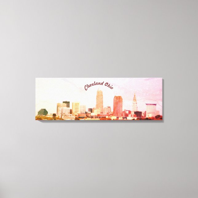 Farbenfrohe Cleveland Skyline Canvas Print Leinwanddruck (Vorderseite)